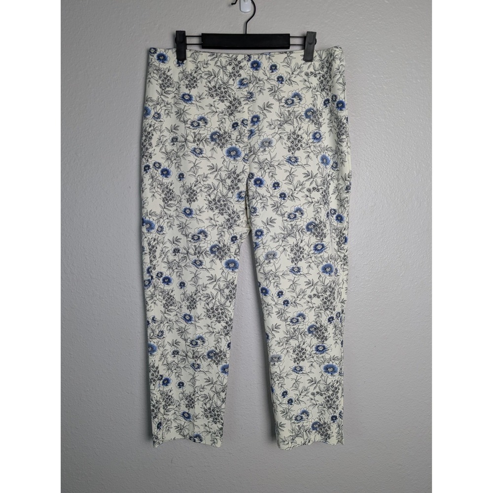 Talbots Pants Womens 12 White‎ Floral Chatham Crop Ponte Pull On Slim Stretch